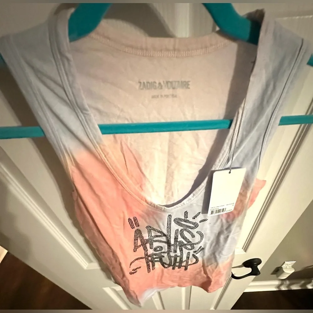 ‼️RARE‼️🎸Zadig & Voltaire🎸🔥NWT🔥TAM JORMI STRASS TIE-DYE Studded Tank—S - Picture 7 of 9